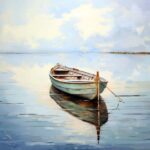 Solitary Boat on Reflective Waters
