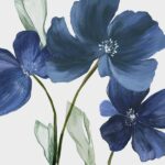 Blue Blossoms on White Canvas