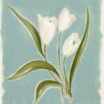 White Tulips on Blue Canvas II