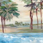 Tropical Shoreline with Palm Trees