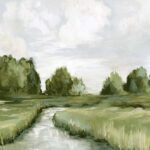 Tranquil Stream Through Green Fields